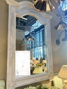 Off White Distressed French Style Carved Wooden Arch Top Mirror