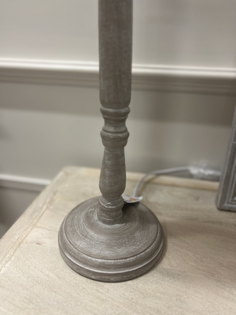 Tall Grey Turned Wooden Lamp Base