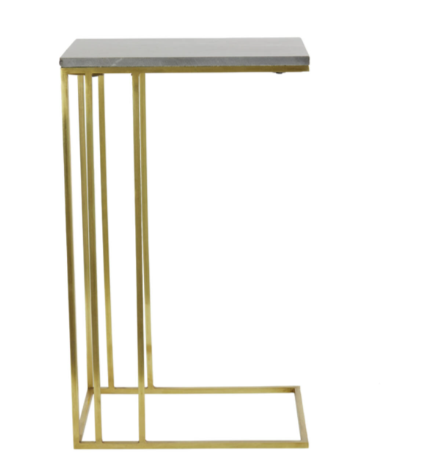 Marble & Antique Bronze Side Table 