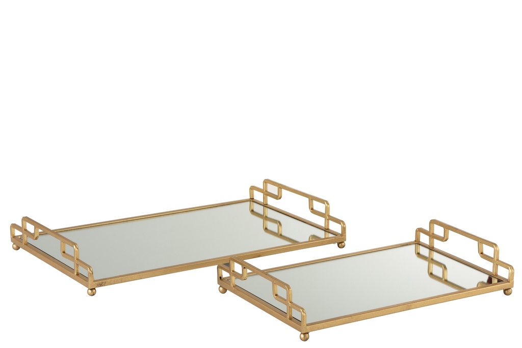 Gold Rectangular Metal Tray L 