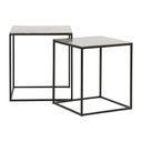 Felia Nest of 2 Square Side Tables - Silver/Champagne