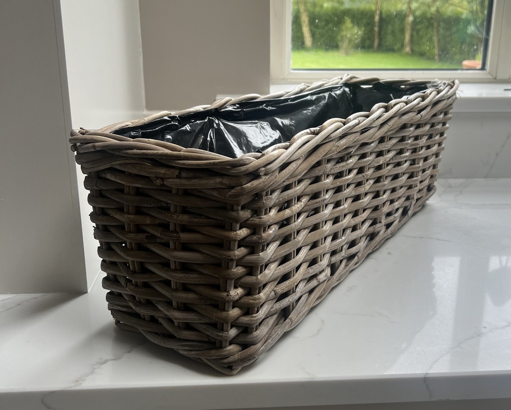 Rattan Rectangle Planter - Windowbox - fully lined 