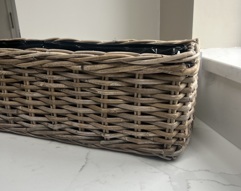 Rattan Rectangle Planter - Windowbox - fully lined 