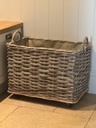 Wheeled Rattan Cordura Lined Log Basket