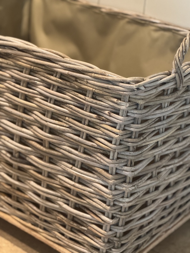 Wheeled Rattan Cordura Lined Log Basket