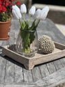 Whitewashed Rattan Tray on legs - M 
