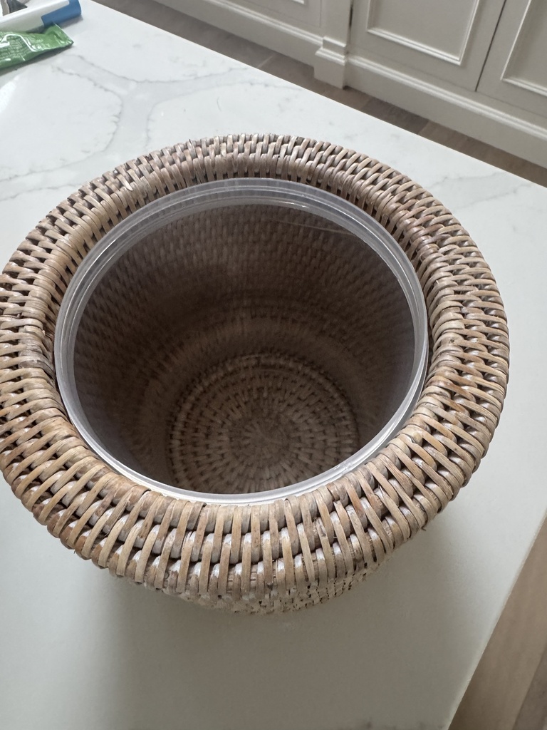 Whitewashed Rattan Vase / Planter