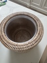 Whitewashed Rattan Vase / Planter
