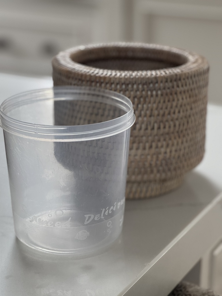 Whitewashed Rattan Vase / Planter
