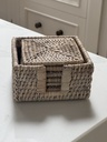Whitewashed Rattan Square Coasters - Set of 6