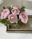 Ranunculus In Vase Plastic Glass Pink/Green (Small)