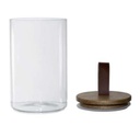 Glass storage jar with leather strap
