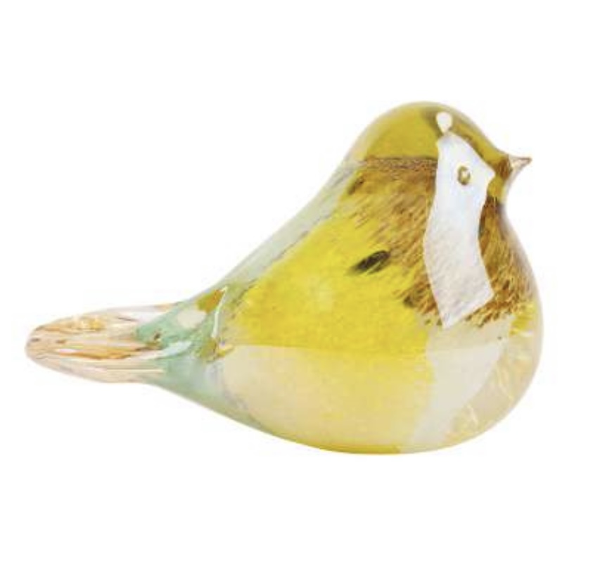 Bobbie bird paperweight - yellow/green