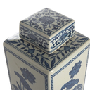 Blue and White Lotus Chinoserie Square Jar