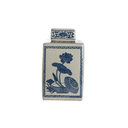Blue and White Lotus Chinoserie Square Jar