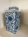 Blue and White Rectangle Chinoserie Jar
