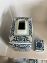 Blue and White Rectangle Chinoserie Jar
