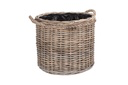 Large Rope Handled Kubu Rattan Basket Planter With Plastic Linin