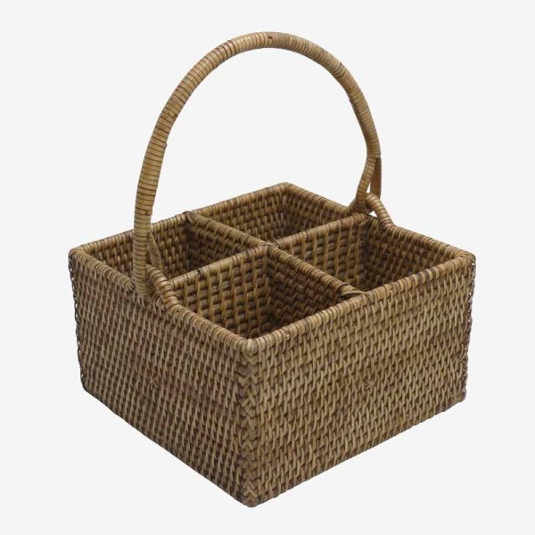French Rattan Cutlery Holder