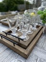 Set of Two Wooden Trays with Iron Handles