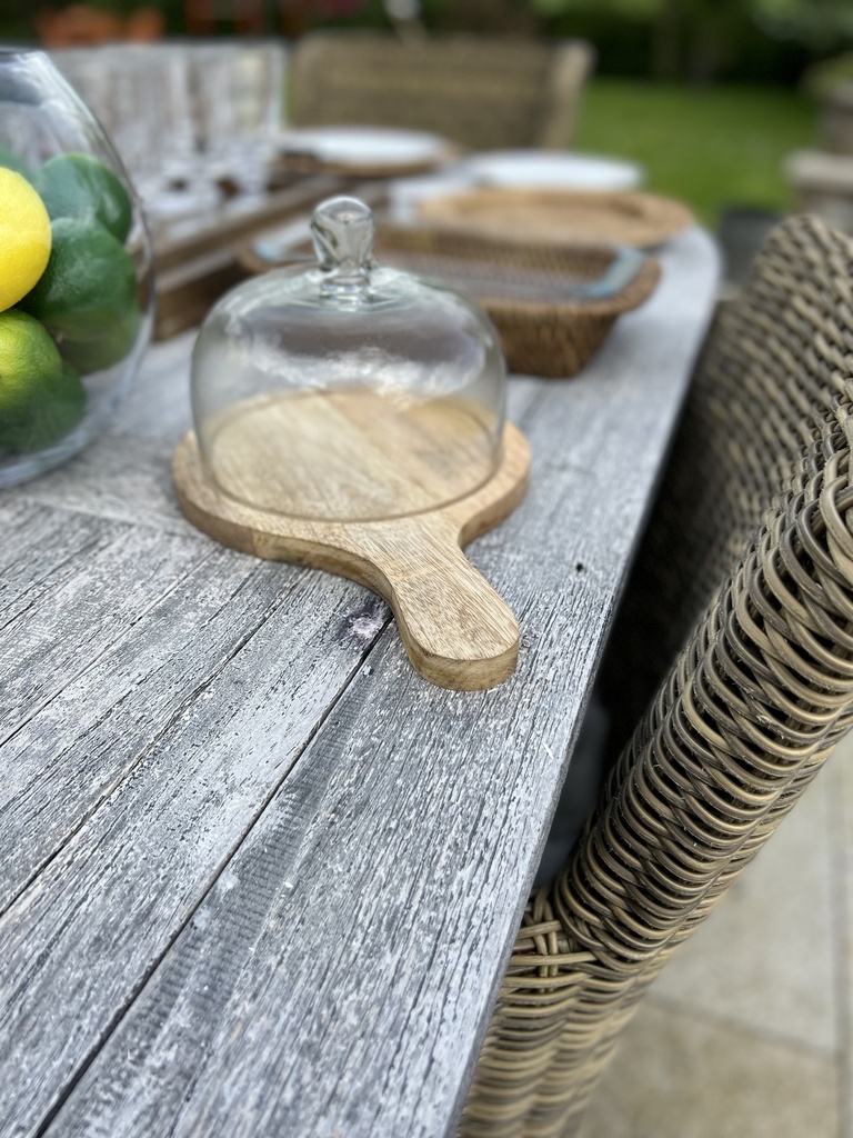 Wooden Cheese Board with Glass Cloche
