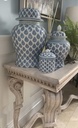 Tortoise Lid Canister - Blue Paisley on White