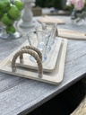Set of 2 bleached mango wood trays with rope handles