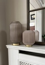 Pink and Grey Pleated Glass Battery Lamp L