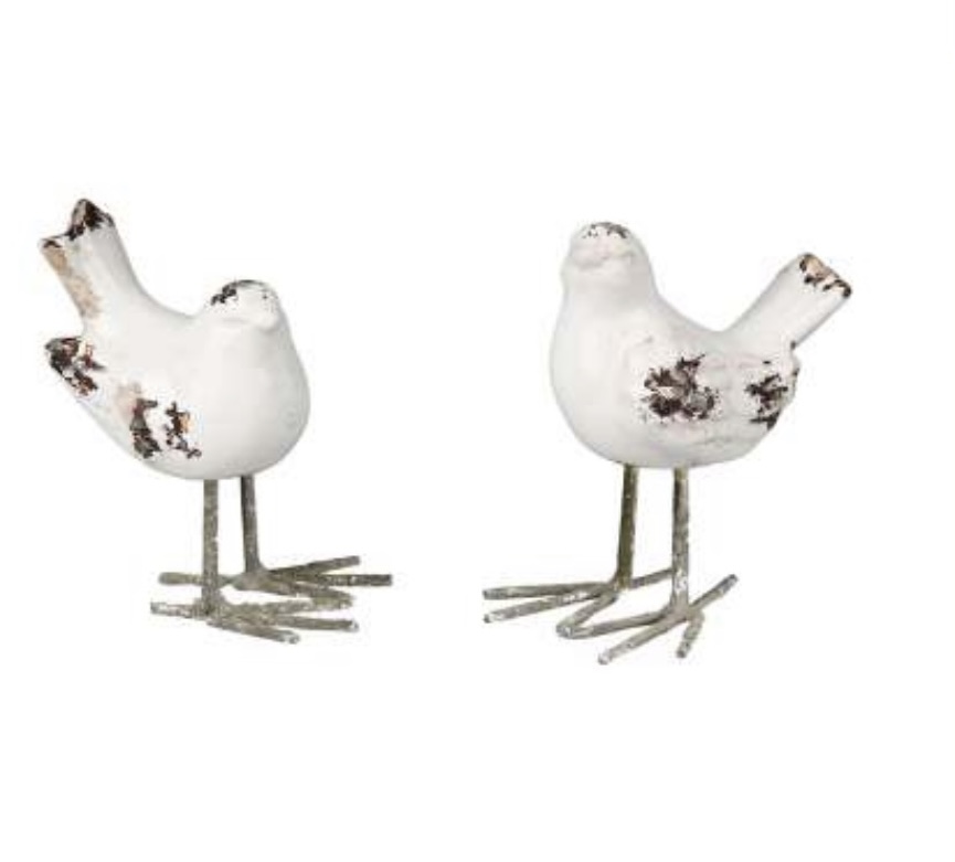 Glazed Terracotta Birds - White