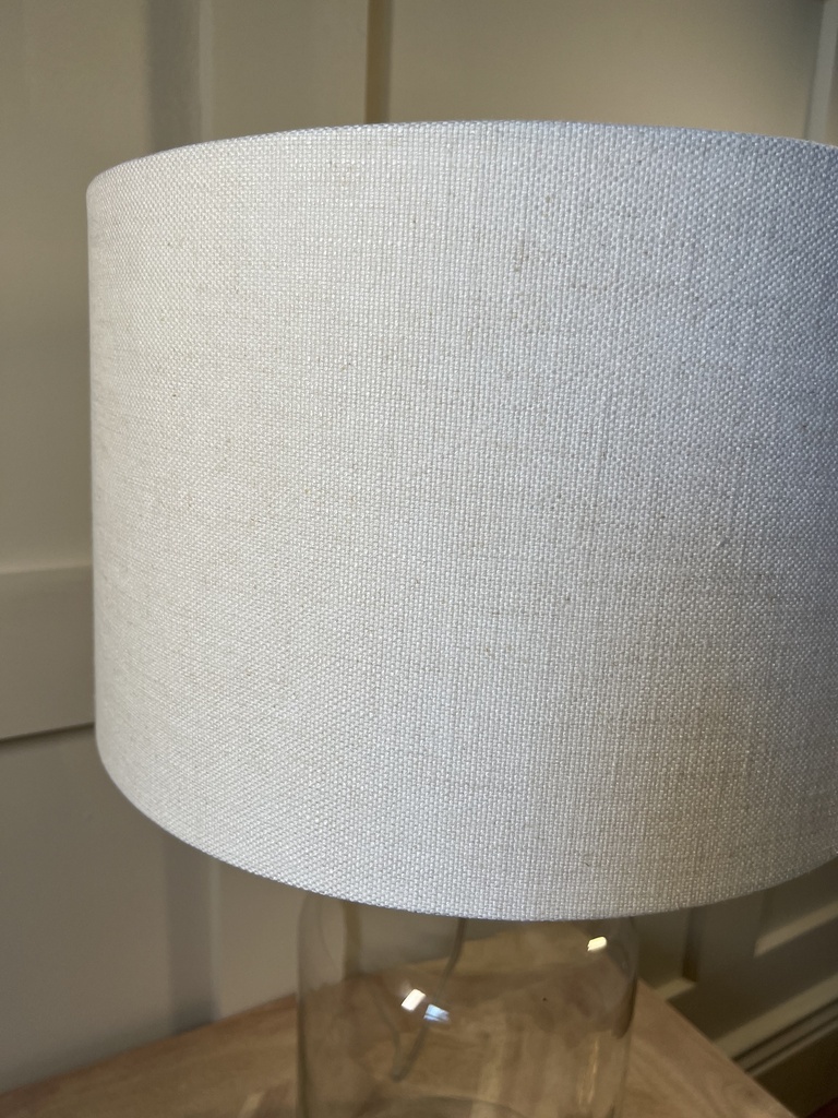 Glass Table Lamp with Egg White Drum Shade