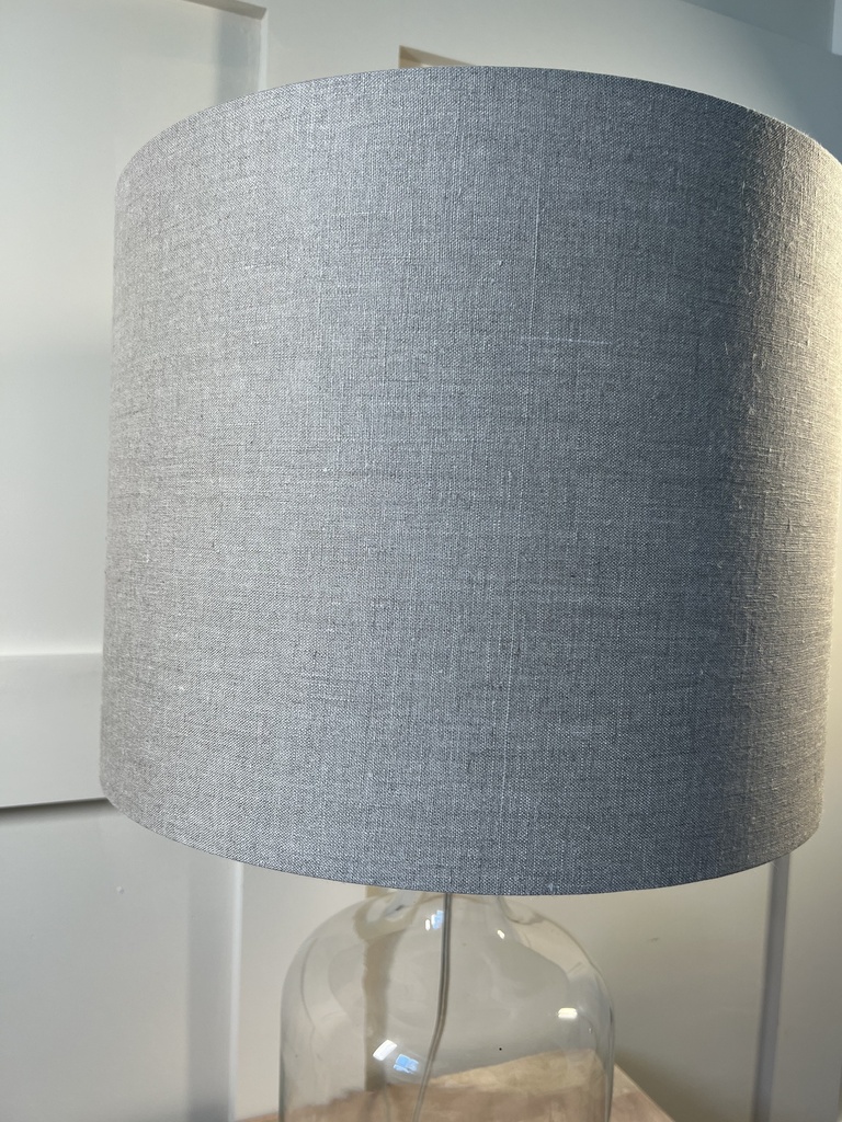 Glass Table Lamp with Taupe Linen Shade