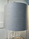 Glass Table Lamp with Taupe Linen Shade