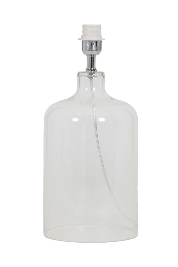 Glass Table Lamp with Taupe Linen Shade