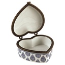 Heart Shaped Trinket Box (Blue Paisley on White)