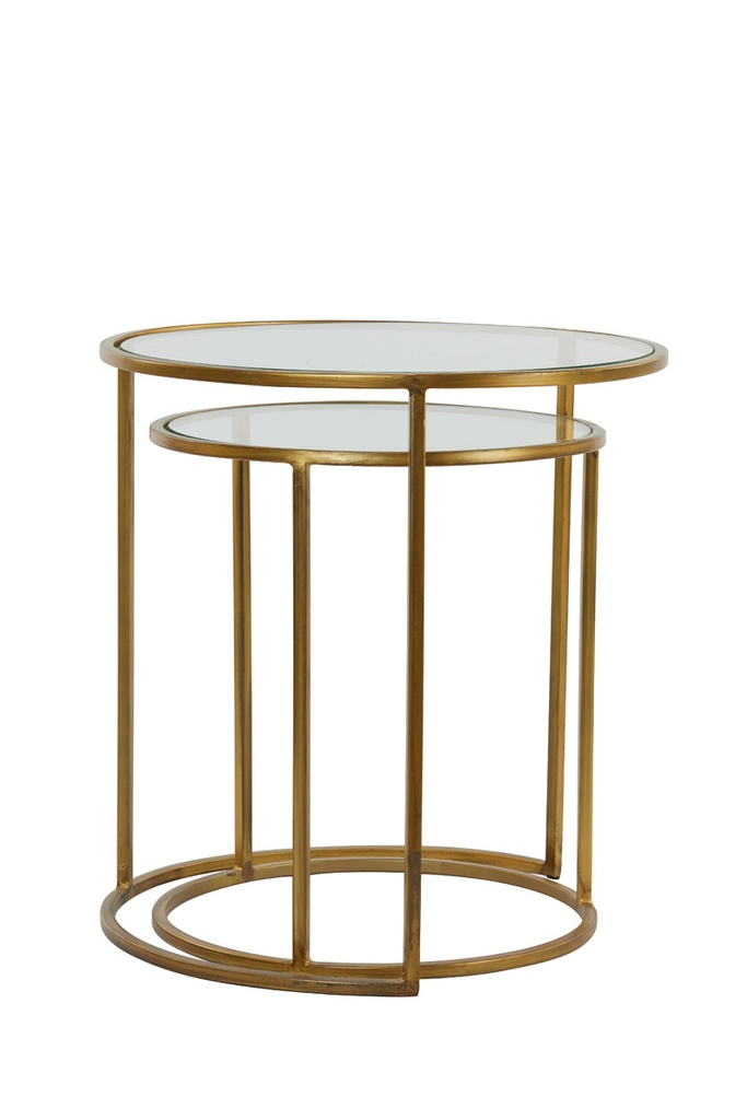 Manhattan nest of Side Tables - Gold/Glass