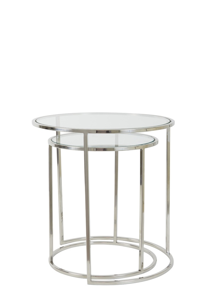 Manhattan Nest of 2 Side Tables - Nickel/Glass