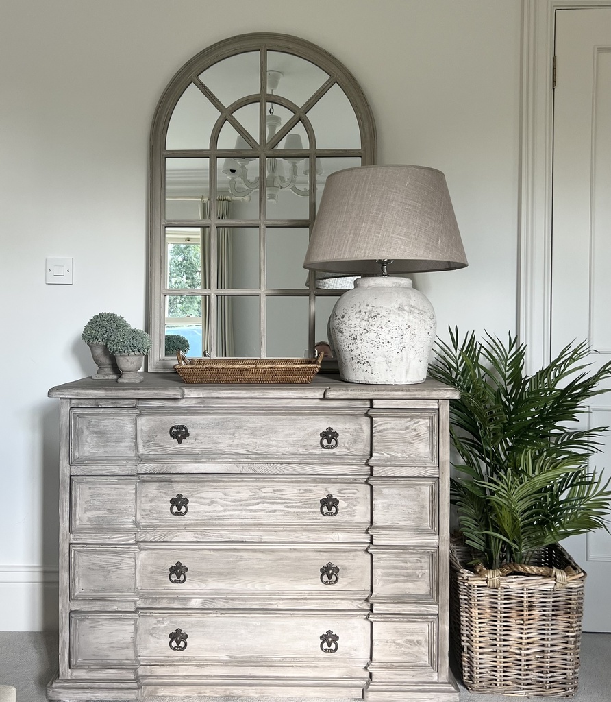 Etna Grey Stone Lamp with Linen Shade