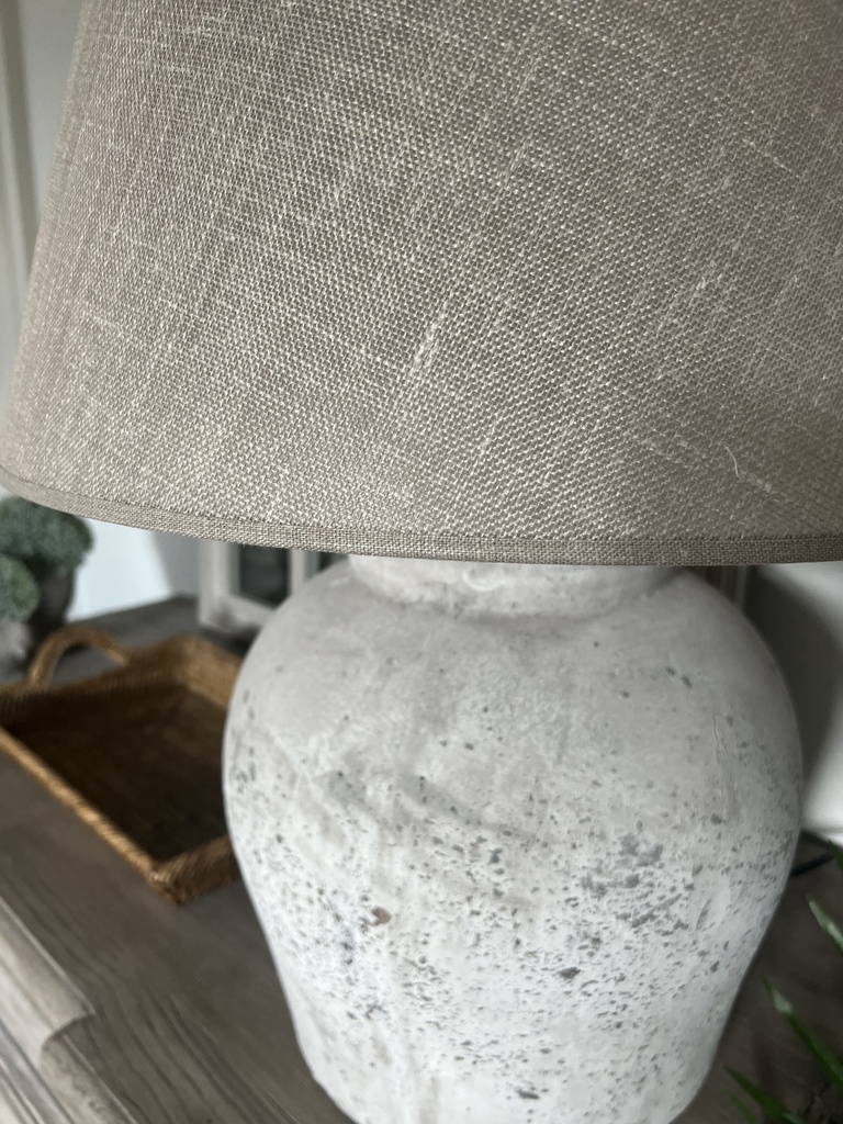 Etna Grey Stone Lamp with Linen Shade