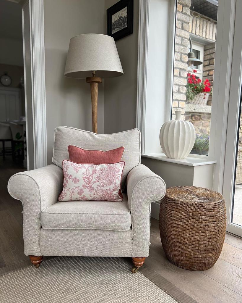 French Rattan Side Table/Stool