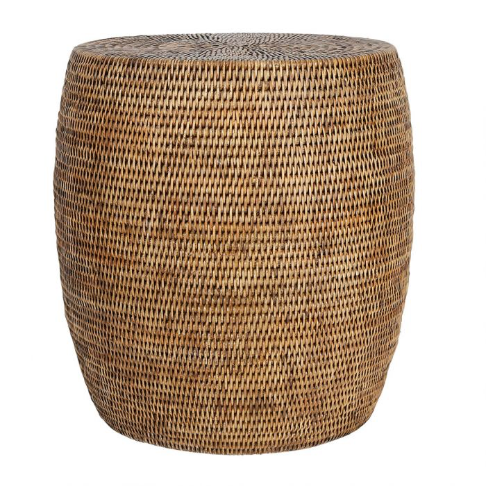 French Rattan Side Table/Stool