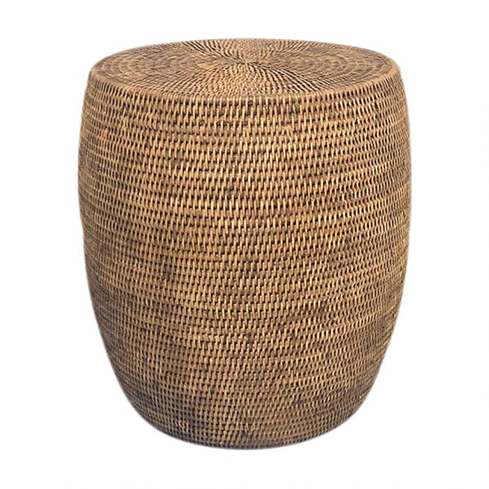 French Rattan Side Table/Stool