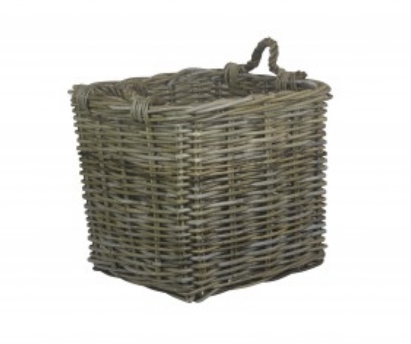 Medium Square Kubu Rattan Basket with Rope Handles