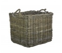 Medium Square Kubu Rattan Basket with Rope Handles