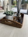 French Rattan Rectangular Tray with Handles