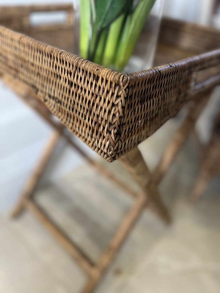 French Rattan Tray Table