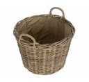 Large Round Kubu Rattan Lined Log Basket