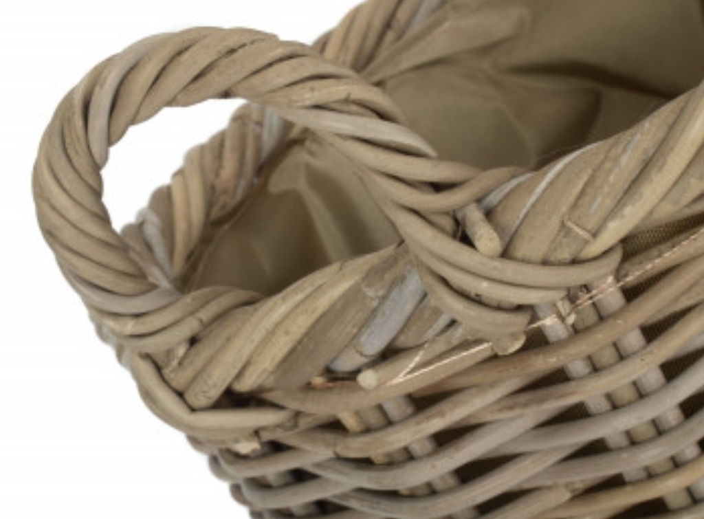 Oval Rattan Storage Basket With Cordura Lining - Small