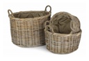Oval Rattan Storage Basket With Cordura Lining - Small