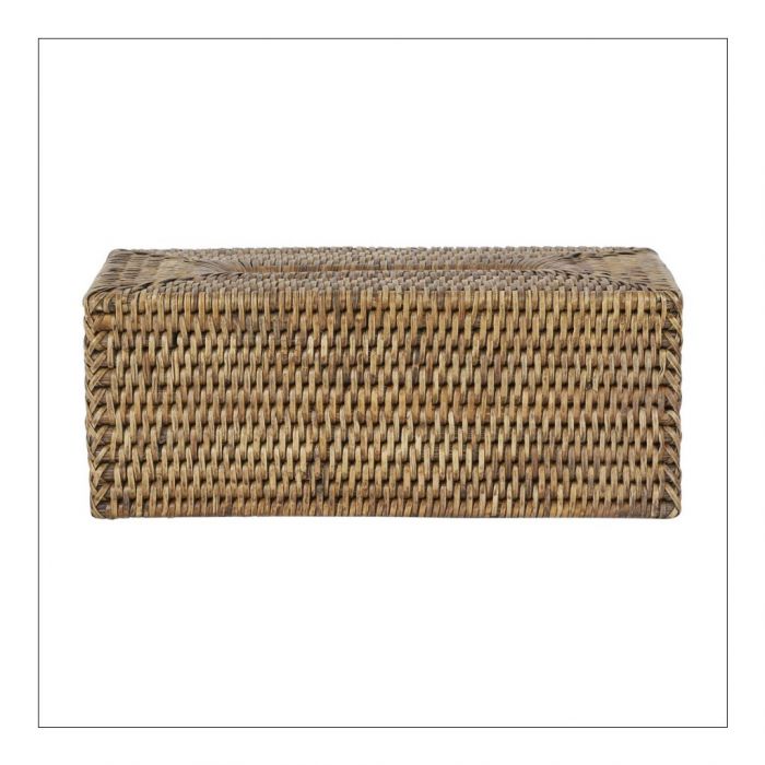 French Colonial Stained Rattan Tissue Box