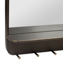 Black and Gold Metal Mirror with Hooks